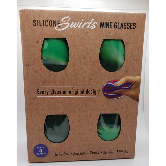 Set of 4 Silicone Indestructible Wine Cups (Camo Green) - Shark & Skinzz - NEW - Picture 2 of 9